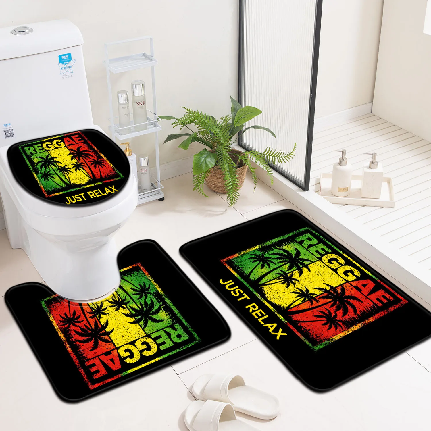 Tropical Reggae Vibes Bathroom Mat Set Toilet Mat Bath Rug Jungle Print Home Decor Absorbent Non Slip Slippers Mat
Tropical Reggae Vibes Bathroom Mat Set Toilet Mat Bath Rug Jungle Print Home Decor Absorbent Non Slip Slippers Mat