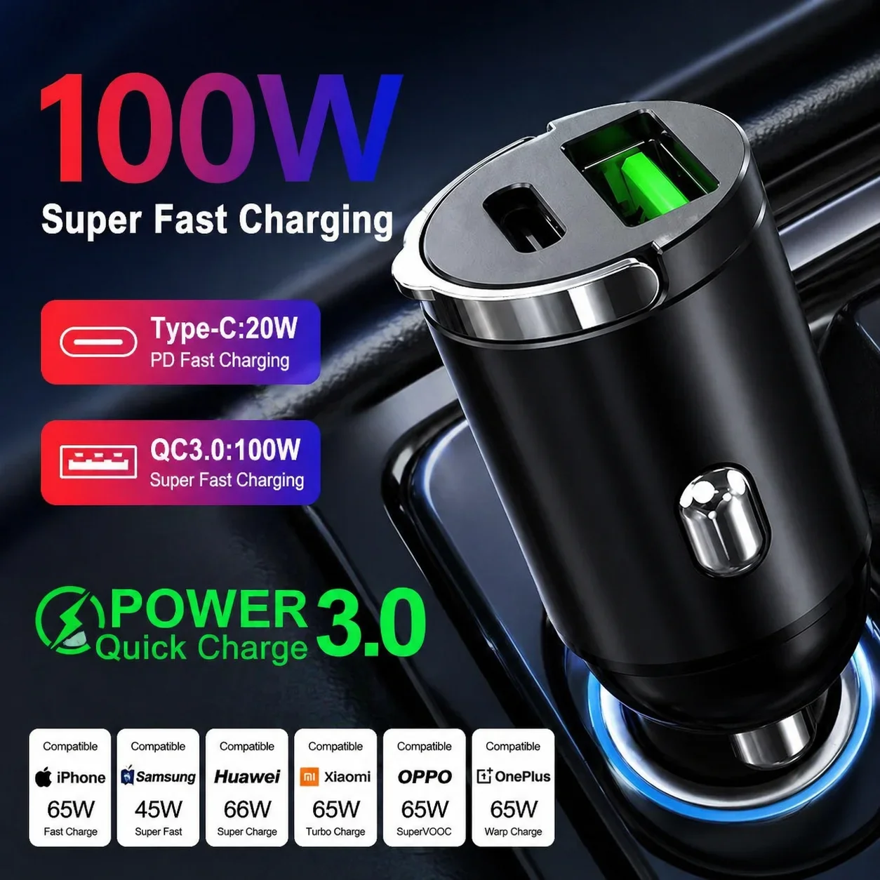 66/100/200W Car Charger Lighter PD Fast Charging For IPhone Mini USB Type C Mini Car Phone Charger For Samsung Huawei Xiaomi
66/100/200W Car Charger Lighter PD Fast Charging For IPhone Mini USB Type C Mini Car Phone Charger For Samsung Huawei Xiaomi