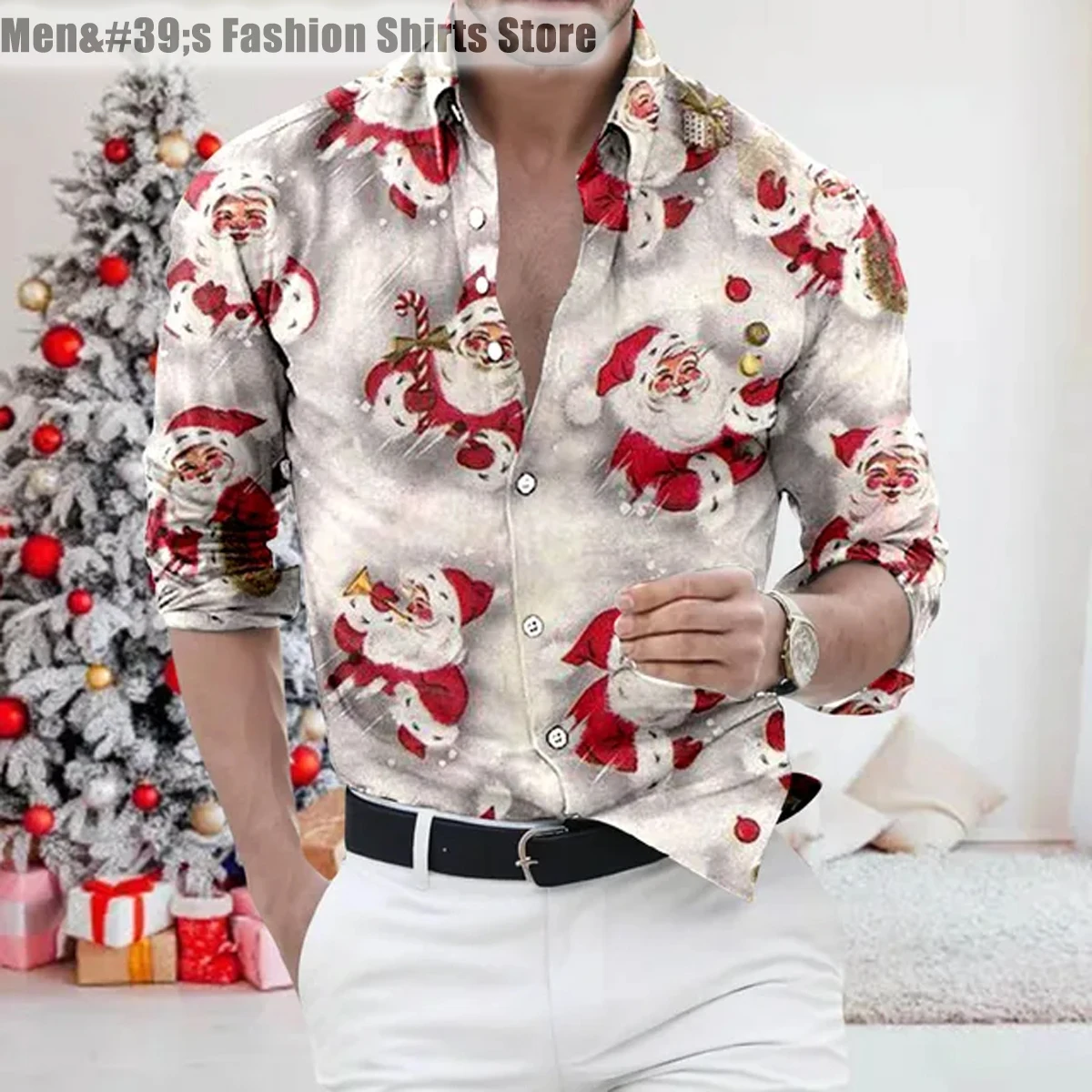 Men's Printed Long Sleeve Lapel Button Shirt Christmas Collection Santa Hat Pattern Loose And Comfortable Hawaiian Street Shirt
Men's Printed Long Sleeve Lapel Button Shirt Christmas Collection Santa Hat Pattern Loose And Comfortable Hawaiian Street Shirt