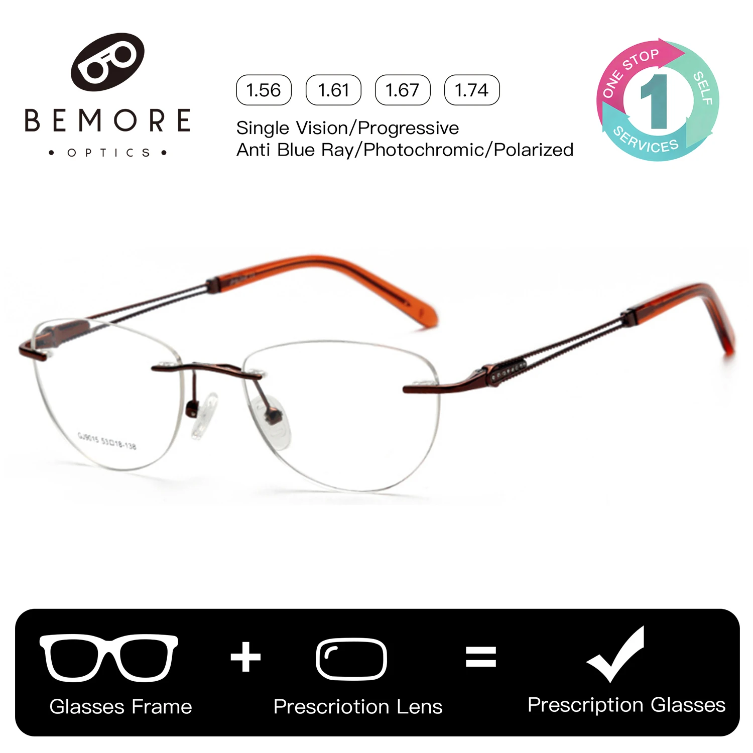 BEMORE Rimless Alloy Prescription Glasses Women Photochromic Anti Blue Light Medical Optical Lenses Presbyopia Eyewear
BEMORE Rimless Alloy Prescription Glasses Women Photochromic Anti Blue Light Medical Optical Lenses Presbyopia Eyewear