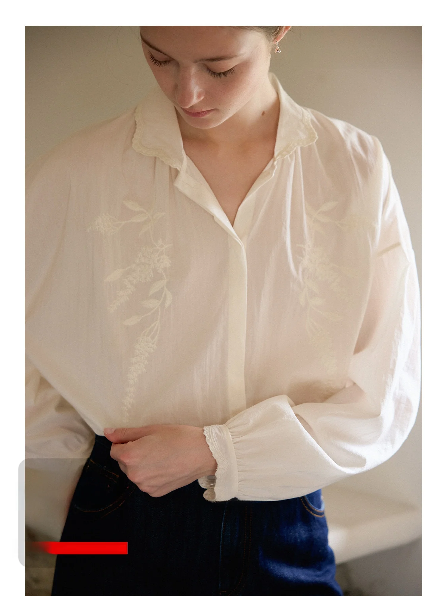 Early Autumn Embroidered Cotton Silk irt Nice People 2025AW Lazy Transparent Feel Casual Loose Fit Long Sve Women's irt
Early Autumn Embroidered Cotton Silk irt Nice People 2025AW Lazy Transparent Feel Casual Loose Fit Long Sve Women's irt