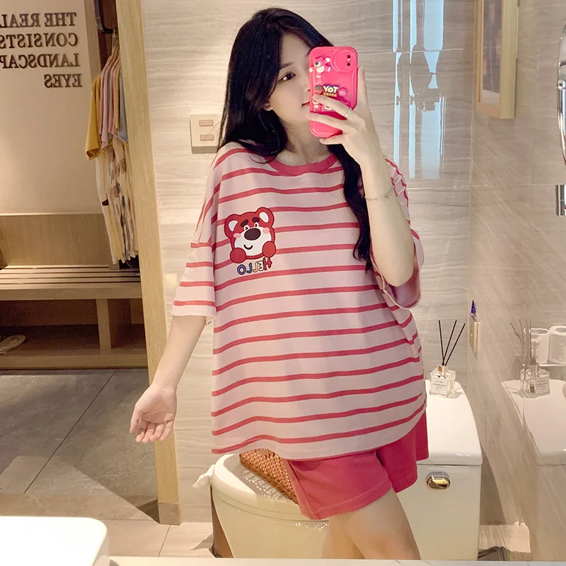 Women's Summer Sleepwear New Short Sleeved And Shorts Two-piece Set Sweet And Cute Loose Fitting Home Clothes For Girls
Women's Summer Sleepwear New Short Sleeved And Shorts Two-piece Set Sweet And Cute Loose Fitting Home Clothes For Girls