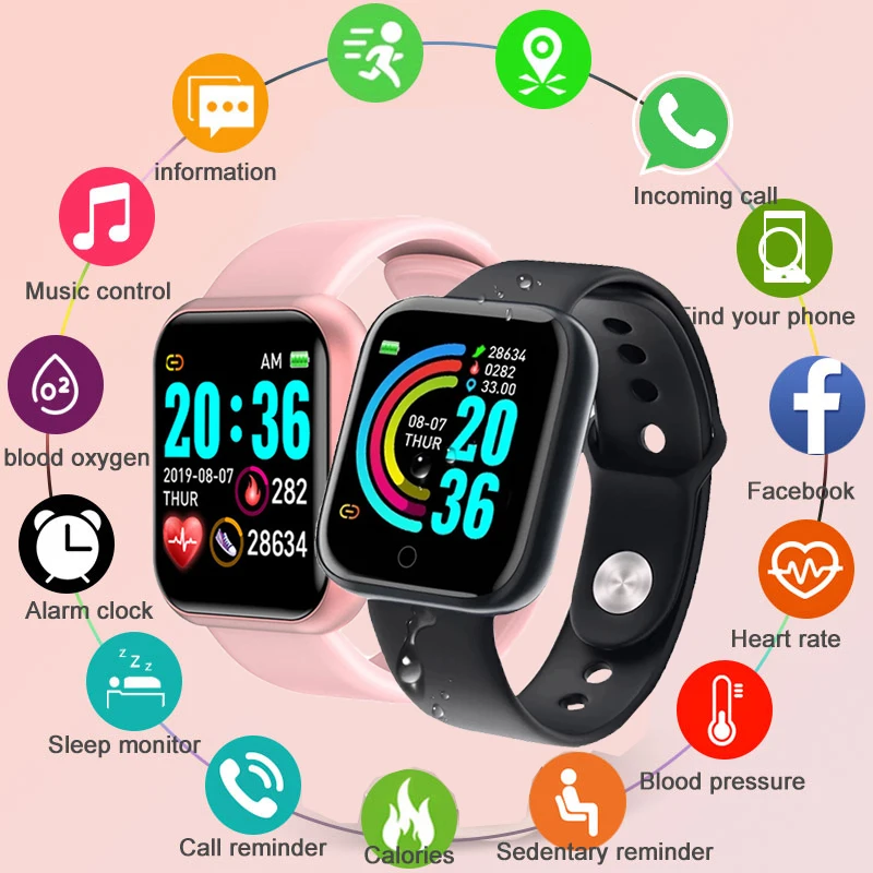 D20 Smart Watch Women Men Waterproof Bluetooth Heart Rate Fitness Tracker Smart Bracelet Sports Smartwatch Y68 for IOS Android
D20 Smart Watch Women Men Waterproof Bluetooth Heart Rate Fitness Tracker Smart Bracelet Sports Smartwatch Y68 for IOS Android