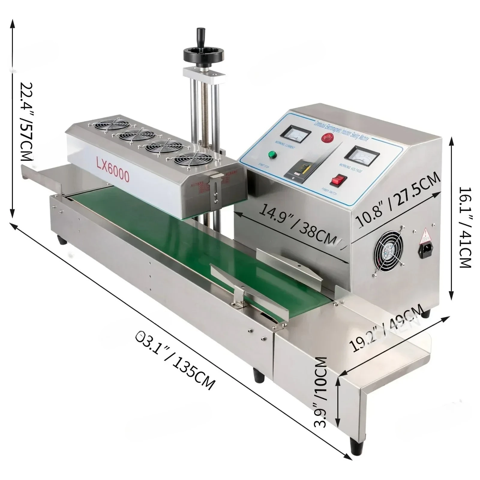 110V LX-6000 Continuous Heat Induction Bottle Sealer Fits 0.8-3.1 Inch Cap Size
110V LX-6000 Continuous Heat Induction Bottle Sealer Fits 0.8-3.1 Inch Cap Size