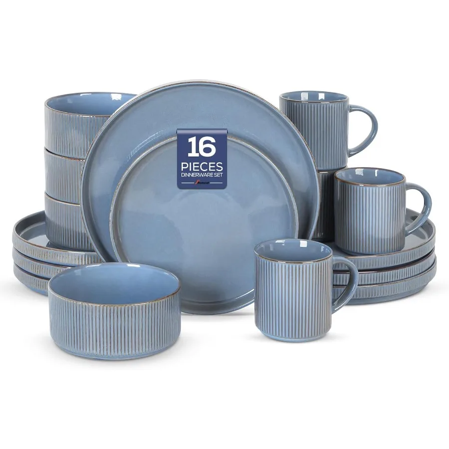 Dinnerware Set for 4 16Pcs Stoneware Plates and Bowls Sets with Mugs Chip Scratch Resistant Dish Set Handmade Reactive Glaze Pl
Dinnerware Set for 4 16Pcs Stoneware Plates and Bowls Sets with Mugs Chip Scratch Resistant Dish Set Handmade Reactive Glaze Pl