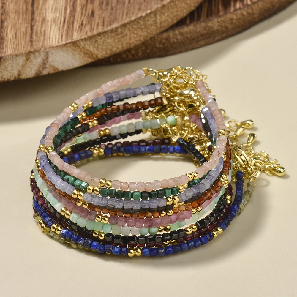 2mm Natural Stone Lapis Garnet Faceted Cubes and Brass Beads Bracelet Mini beads vacation Bohemia style for Girls Jewelry
2mm Natural Stone Lapis Garnet Faceted Cubes and Brass Beads Bracelet Mini beads vacation Bohemia style for Girls Jewelry