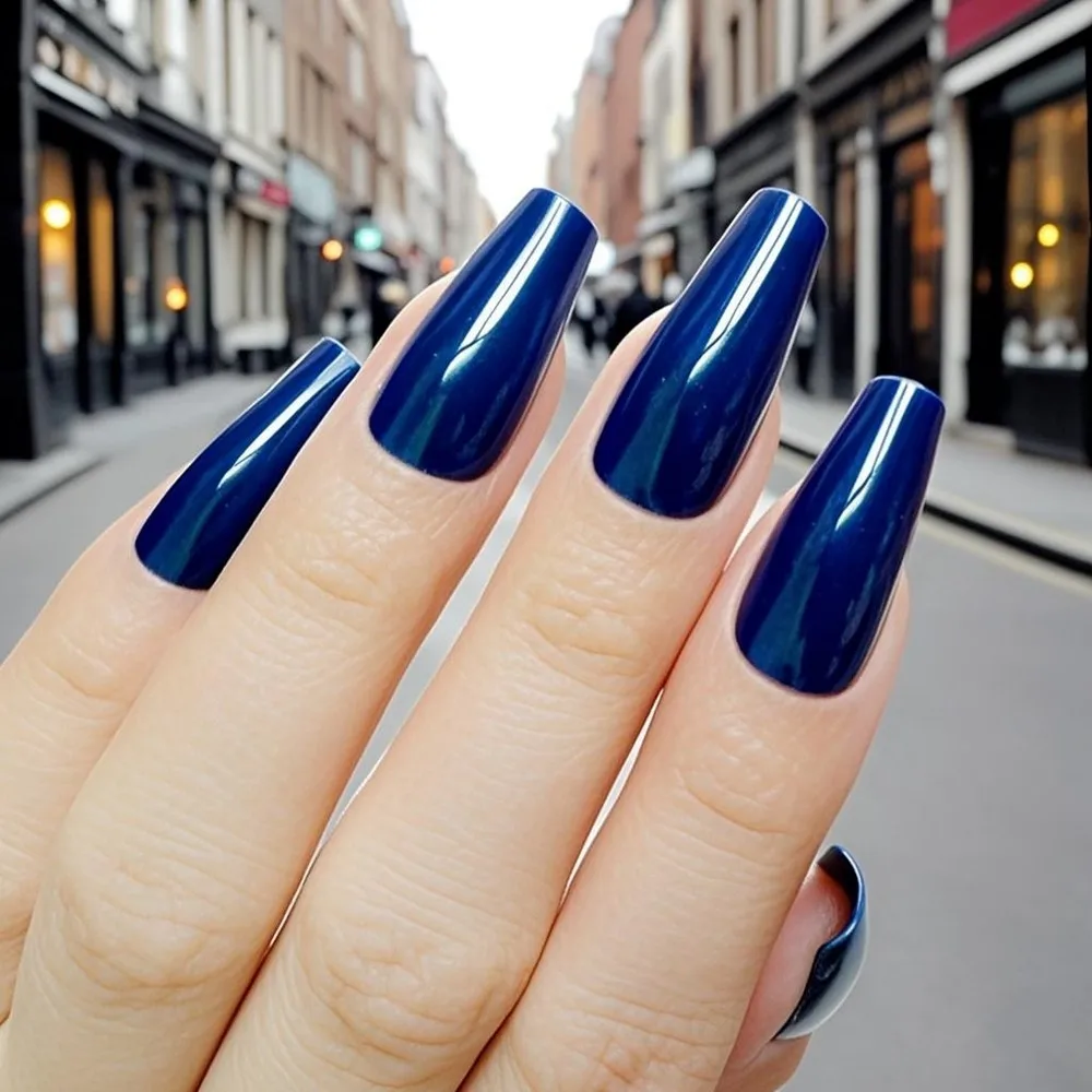 Woman Acrylic False Nails With Glue Glossy Navy Blue Fake Nails Long Ballerina Coffin Shaped DIY Full Cover Finger Accessories
Woman Acrylic False Nails With Glue Glossy Navy Blue Fake Nails Long Ballerina Coffin Shaped DIY Full Cover Finger Accessories