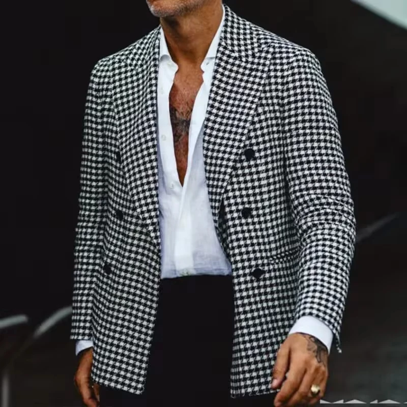 Fashion New Houndstooth Business Men Plaid Notched Lapel Casual Suit Formal Male Fashion Suit Coat Traje De Hombre
Fashion New Houndstooth Business Men Plaid Notched Lapel Casual Suit Formal Male Fashion Suit Coat Traje De Hombre