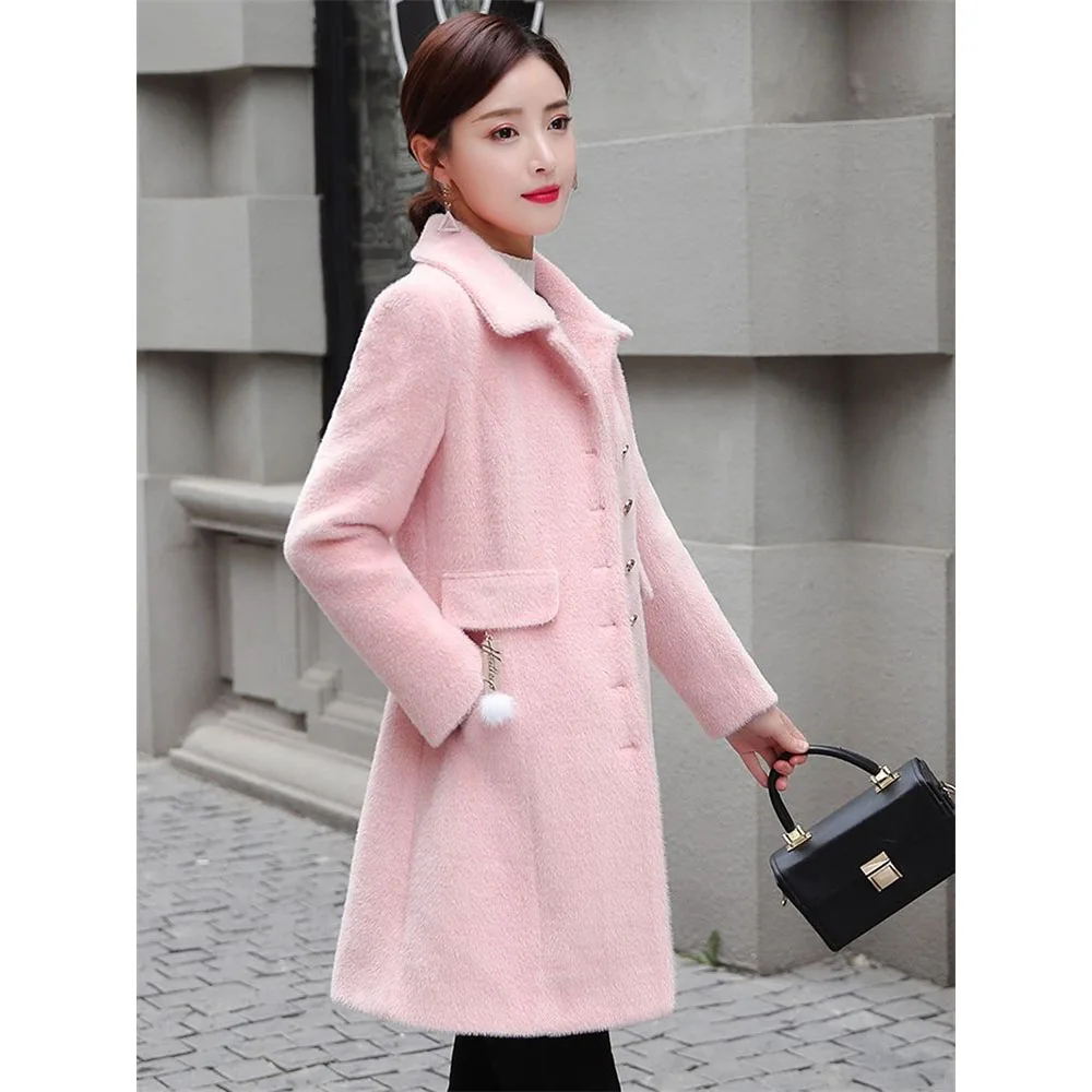 2023 Women's Imitation Mink Cashmere Jacket Autumn Winter Thick Woolen Coat Female Gold Mink Wool Coat Mid-length Overcoat 2350
2023 Women's Imitation Mink Cashmere Jacket Autumn Winter Thick Woolen Coat Female Gold Mink Wool Coat Mid-length Overcoat 2350