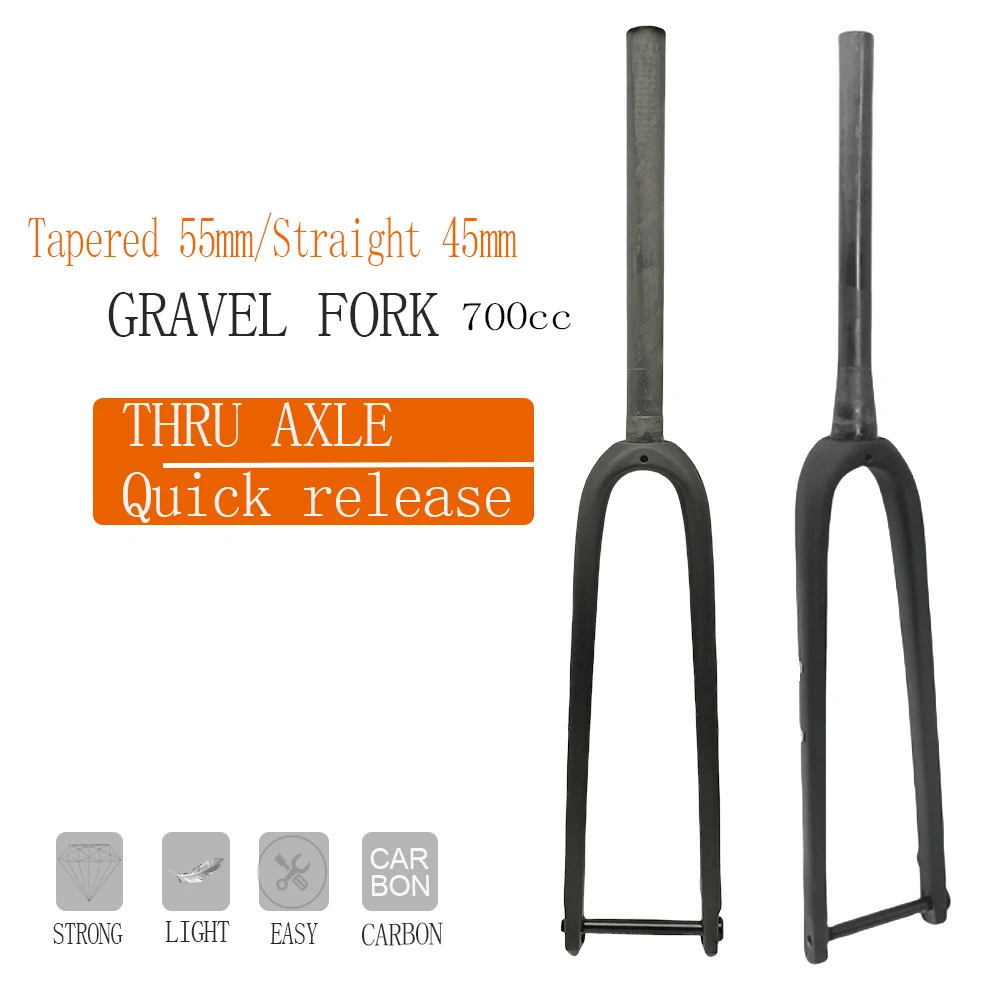 Gravel Fork Carbon Fiber Tapered Gravel Bicycle Front Fork Bike Fork Black Matte 700C x 45C 55c Thru Axle 12x100mm
Gravel Fork Carbon Fiber Tapered Gravel Bicycle Front Fork Bike Fork Black Matte 700C x 45C 55c Thru Axle 12x100mm