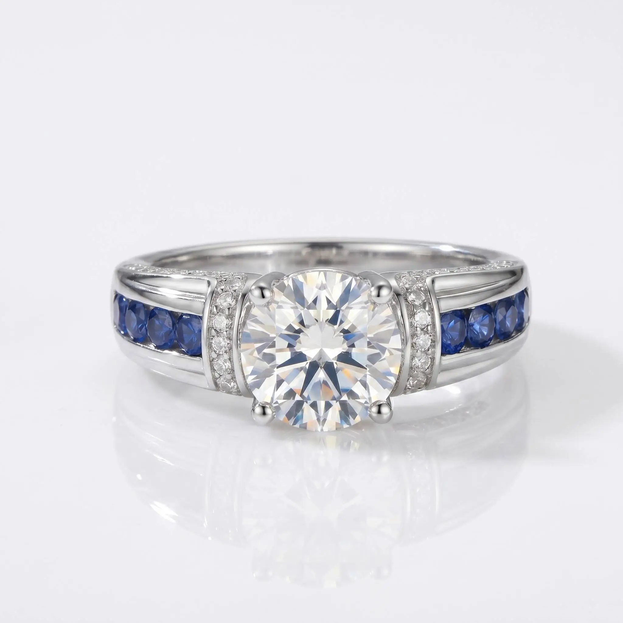 3ct Royal Blue Moissanite Ring, 925 Sterling Silver Sapphire Accent Band, D Color VVS1 Moissanite Engagement Ring
3ct Royal Blue Moissanite Ring, 925 Sterling Silver Sapphire Accent Band, D Color VVS1 Moissanite Engagement Ring