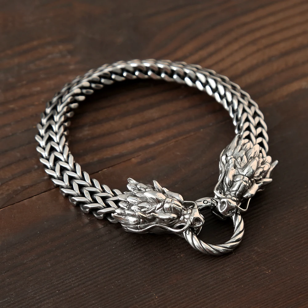Vintage Vikings Double Dragon Bracelet For Men Stainless Steel Punk Hip Hop Braided Mesh Link Chain Cuff Bangles Luxury Jewelry
Vintage Vikings Double Dragon Bracelet For Men Stainless Steel Punk Hip Hop Braided Mesh Link Chain Cuff Bangles Luxury Jewelry
