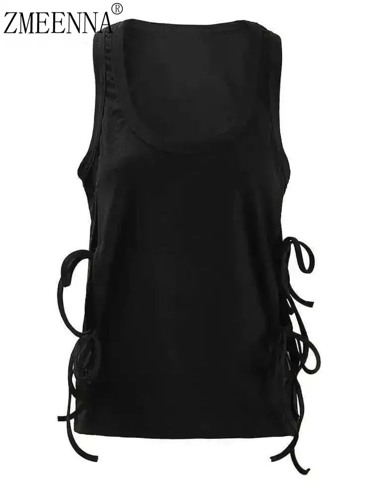 ZMEENNA Women's Black Sleeveless Tank Top Side Drawstring Tie Detail Scoop Neck Casual Summer Cropped Vest Fashionable ZM3230
ZMEENNA Women's Black Sleeveless Tank Top Side Drawstring Tie Detail Scoop Neck Casual Summer Cropped Vest Fashionable ZM3230