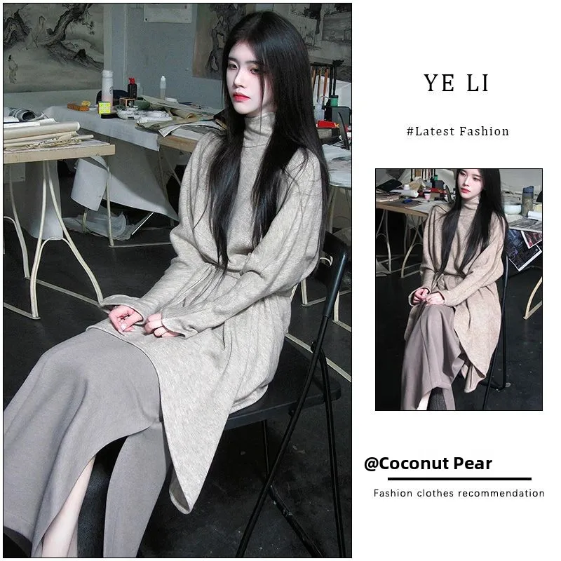Original Knitted High Neck Belted Slim Fit Top And Bottom Set for Women Autumn 2024 Long Sleeve Professional Women's Skirt Suit
Original Knitted High Neck Belted Slim Fit Top And Bottom Set for Women Autumn 2024 Long Sleeve Professional Women's Skirt Suit
