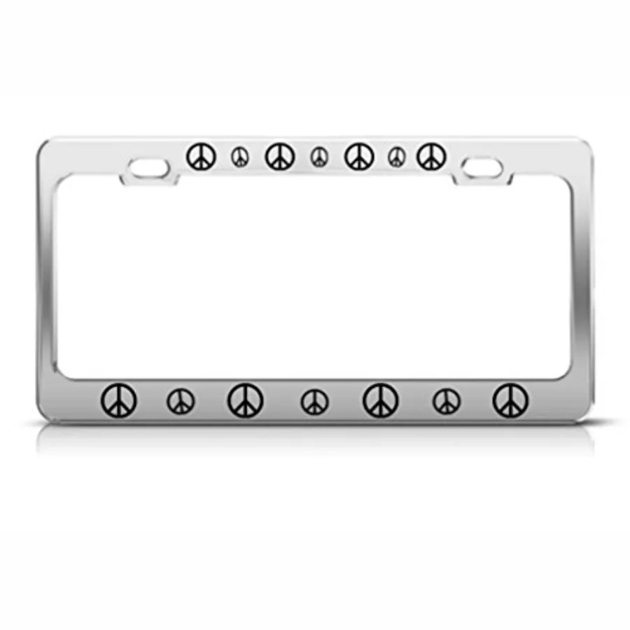 Peace Sign License Plate Frame Stainless Metal Tag Holder
Peace Sign License Plate Frame Stainless Metal Tag Holder