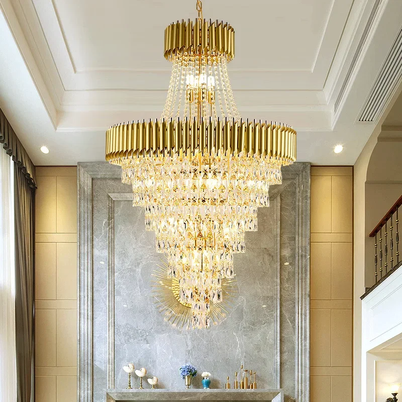 New Luxury Crystal Chandelier Gold Black Duplex Floor Building Staircase Villa Lobby HotelLiving Room Long Cristal Hanging Lamp
New Luxury Crystal Chandelier Gold Black Duplex Floor Building Staircase Villa Lobby HotelLiving Room Long Cristal Hanging Lamp