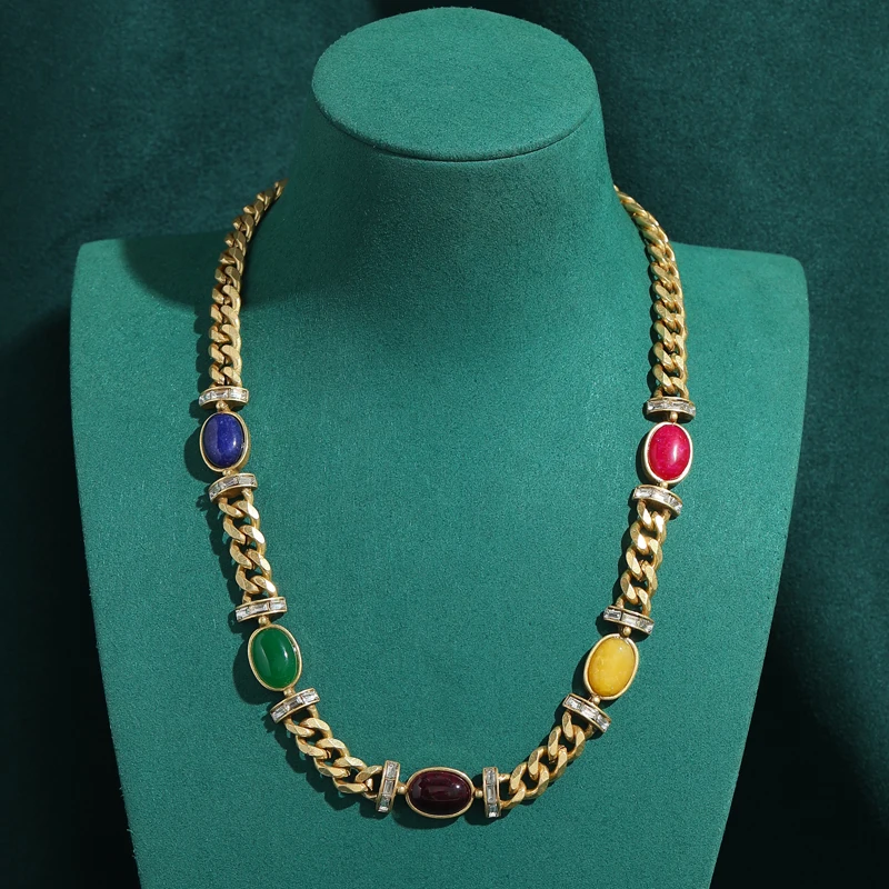 Vintage Colorful Natural Stone Gold Color Chain Necklace High Quality Jewelry For Woman 2026 Accessories New Trends Gifts
Vintage Colorful Natural Stone Gold Color Chain Necklace High Quality Jewelry For Woman 2026 Accessories New Trends Gifts