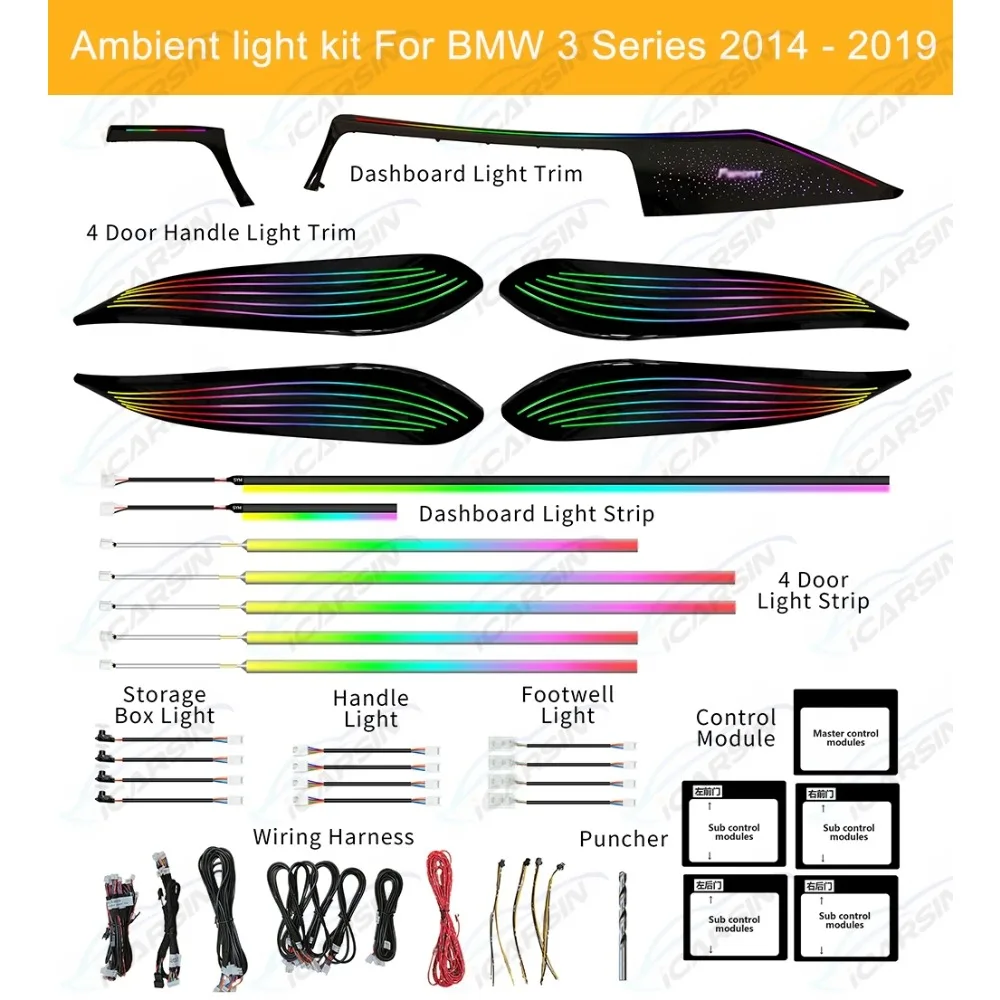Обновленный комплект окружающего освещения Symphony для BMW 3 серии 2014-2019 F30 340i, аксессуары для внутреннего светодиодного освещения, декоративная панель
Обновленный комплект окружающего освещения Symphony для BMW 3 серии 2014-2019 F30 340i, аксессуары для внутреннего светодиодного освещения, декоративная панель