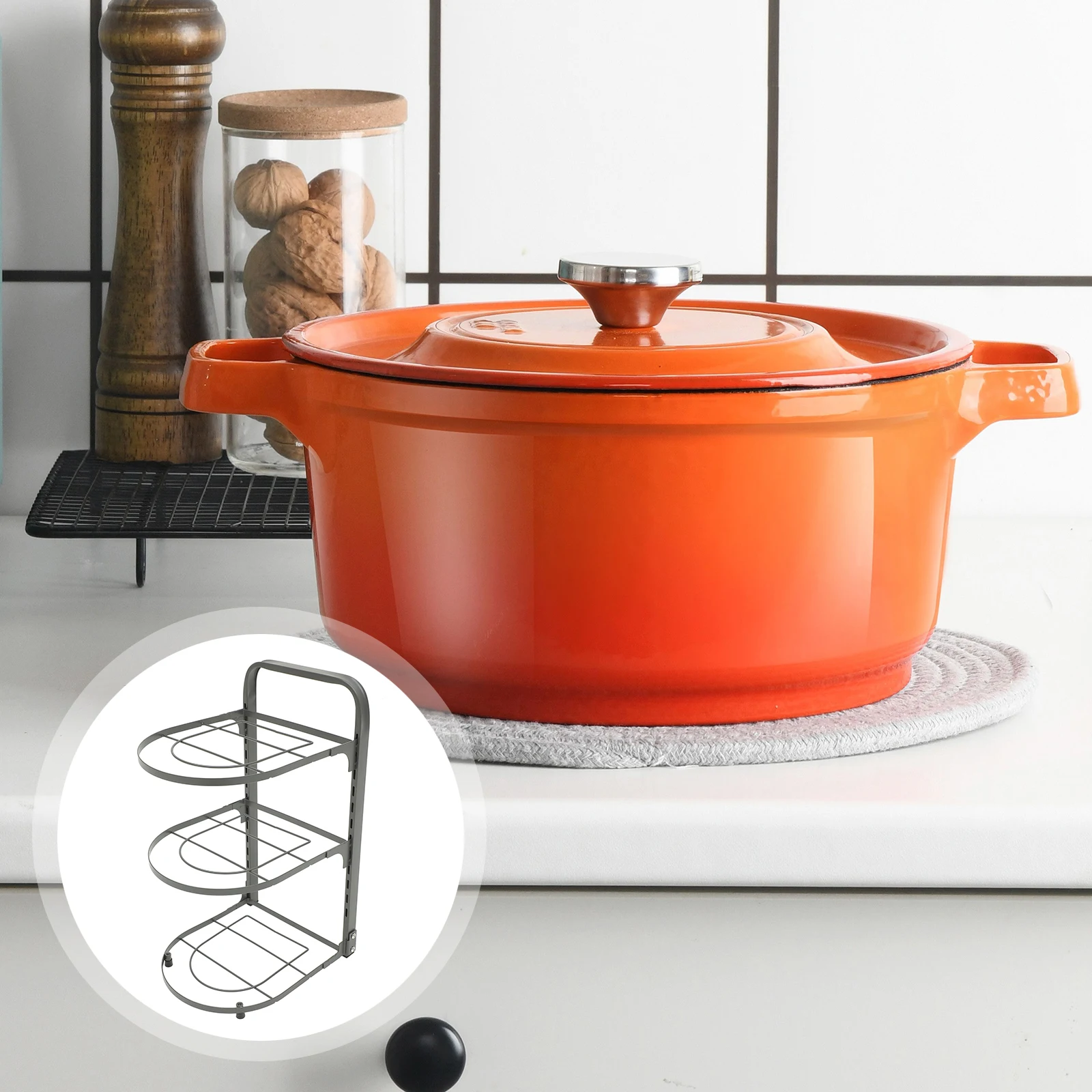Grey 3 Layer Foldable Kitchen Storage Rack Large Capacity Pot Pan ganizer Carbon Steel Multi Function Collapsible Pots
Grey 3 Layer Foldable Kitchen Storage Rack Large Capacity Pot Pan ganizer Carbon Steel Multi Function Collapsible Pots