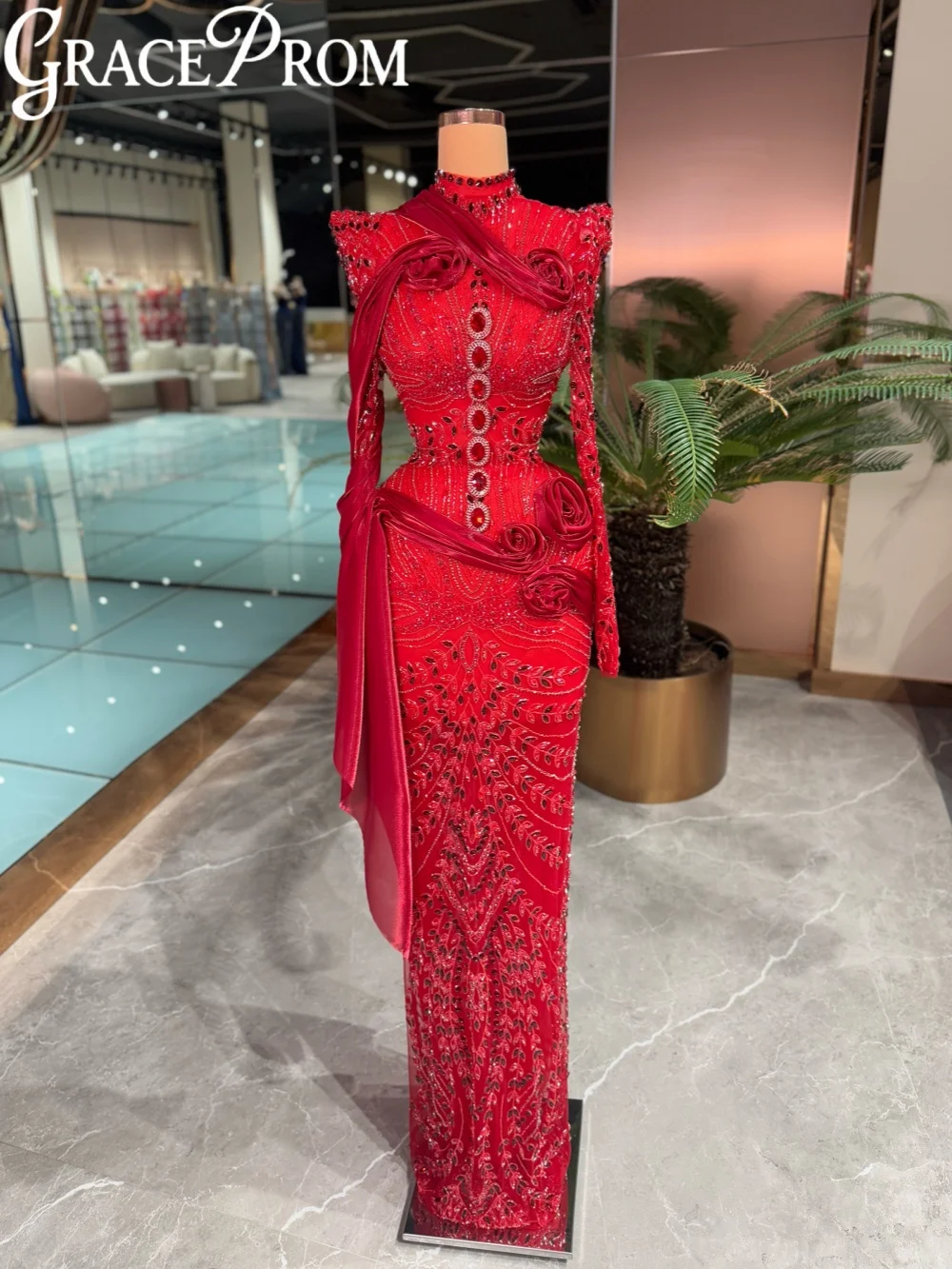Formal Red Embroidery Lace Evening Dress Ruffled Shinny Crystal Wedding Party Gowns Customized Gorgeous Long Banquet Gowns
Formal Red Embroidery Lace Evening Dress Ruffled Shinny Crystal Wedding Party Gowns Customized Gorgeous Long Banquet Gowns