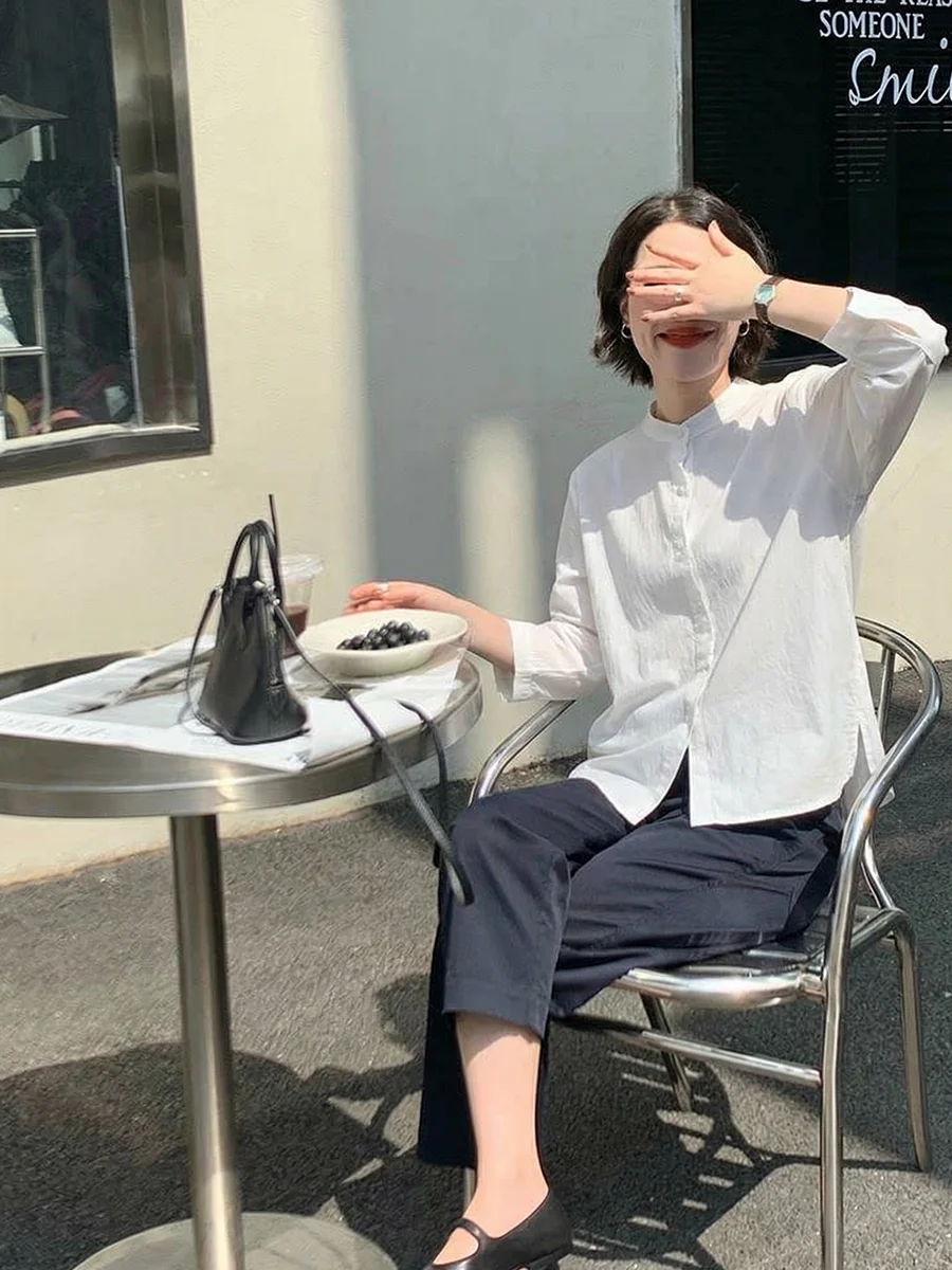 White Shirt Women's Spring 2026 New Chinese Style Stand Collar Button up Long Sleeve Inner Wear Casual Loose Fit Breathable
White Shirt Women's Spring 2026 New Chinese Style Stand Collar Button up Long Sleeve Inner Wear Casual Loose Fit Breathable