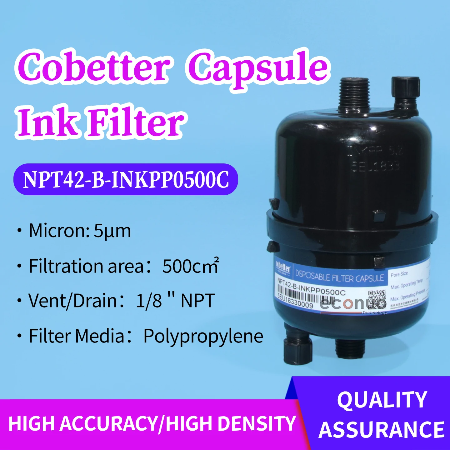 NPT42-B-INKPP0500C 5um Original Cobetter Ink Filter New for Disposable Capsules Inkjet Printer
NPT42-B-INKPP0500C 5um Original Cobetter Ink Filter New for Disposable Capsules Inkjet Printer