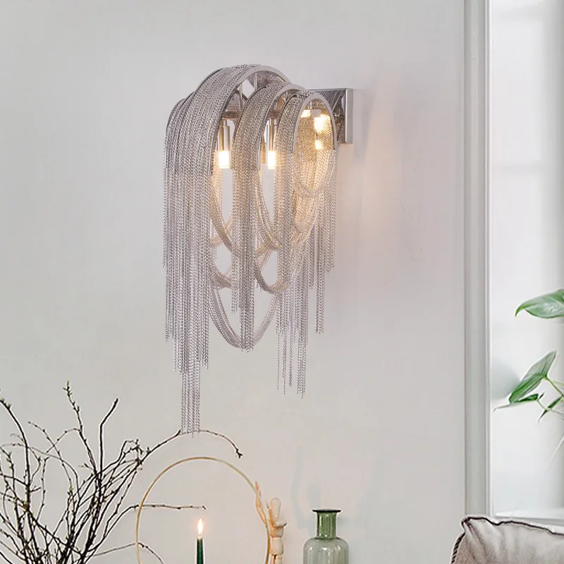 Meerosee Modern Italia Tassel Wall Lighting Aluminium Chain Wall Lamp For Hotel Sitting Room Bed Room Bracket light
Meerosee Modern Italia Tassel Wall Lighting Aluminium Chain Wall Lamp For Hotel Sitting Room Bed Room Bracket light