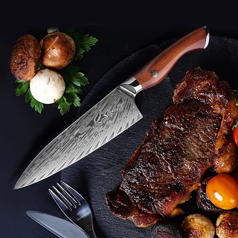 8.3 Inch Chef Knife 107-layers Damascus VG-10 Steel Blade Rosewood Handle Cleaver Slicing Japanese Kitchen Knife Cooking Tools
8.3 Inch Chef Knife 107-layers Damascus VG-10 Steel Blade Rosewood Handle Cleaver Slicing Japanese Kitchen Knife Cooking Tools