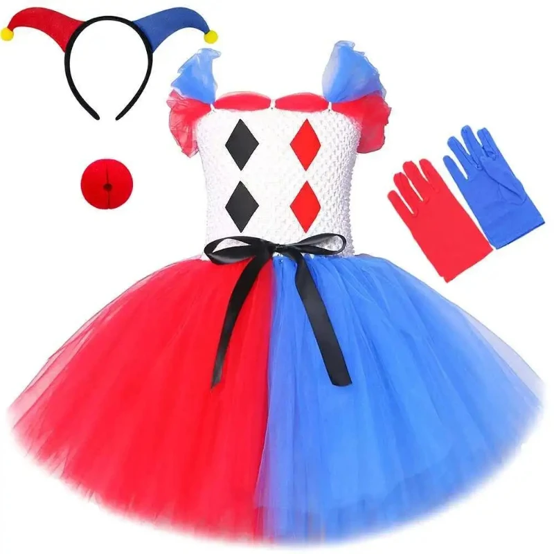 Royalblue Red Circus Clown Costumes for Girls Carnival Halloween Dresses for Kids Joker Outfit with Hair Bow New Years Clothes
Royalblue Red Circus Clown Costumes for Girls Carnival Halloween Dresses for Kids Joker Outfit with Hair Bow New Years Clothes