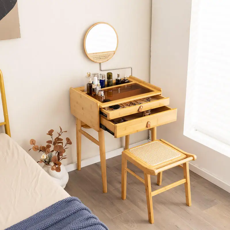 Bamboo Vanity Stool with Rattan Top and Reinforcement Bar-Natural
Bamboo Vanity Stool with Rattan Top and Reinforcement Bar-Natural