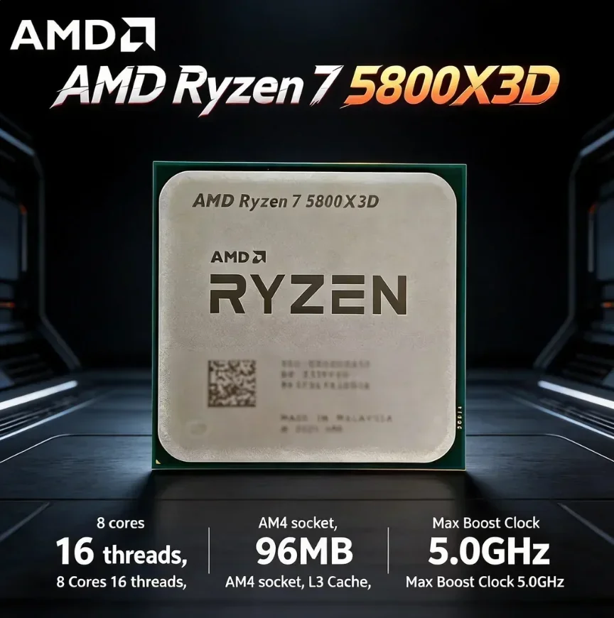 AMD Ryzen 7 R7 5800X3D Gaming Processor New Ryzen 5000 Series 3.4 GHz 8-Core 16-Thread CPU Processor DDR4 96 MB 105W 7nm
AMD Ryzen 7 R7 5800X3D Gaming Processor New Ryzen 5000 Series 3.4 GHz 8-Core 16-Thread CPU Processor DDR4 96 MB 105W 7nm