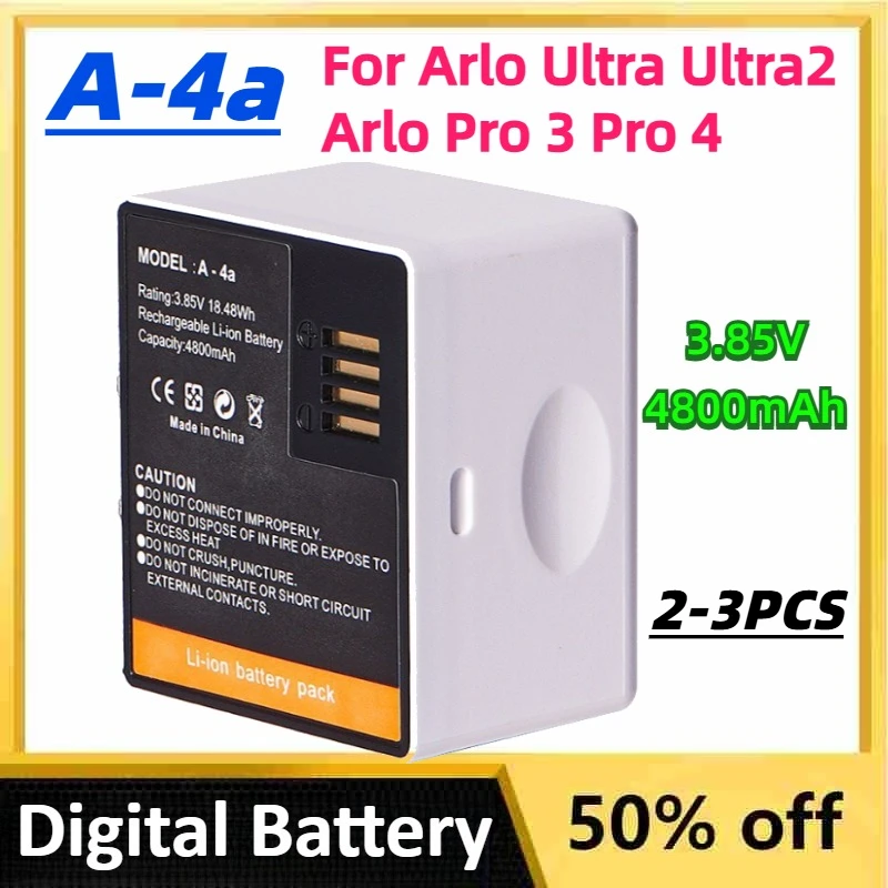 A-4a 3.85V 4800mAh Rechargeable Battery For Arlo Ultra Ultra2 Arlo Pro 3 Pro 4 A-4A VMC4040P Camera Batteries Monitoring Device
A-4a 3.85V 4800mAh Rechargeable Battery For Arlo Ultra Ultra2 Arlo Pro 3 Pro 4 A-4A VMC4040P Camera Batteries Monitoring Device