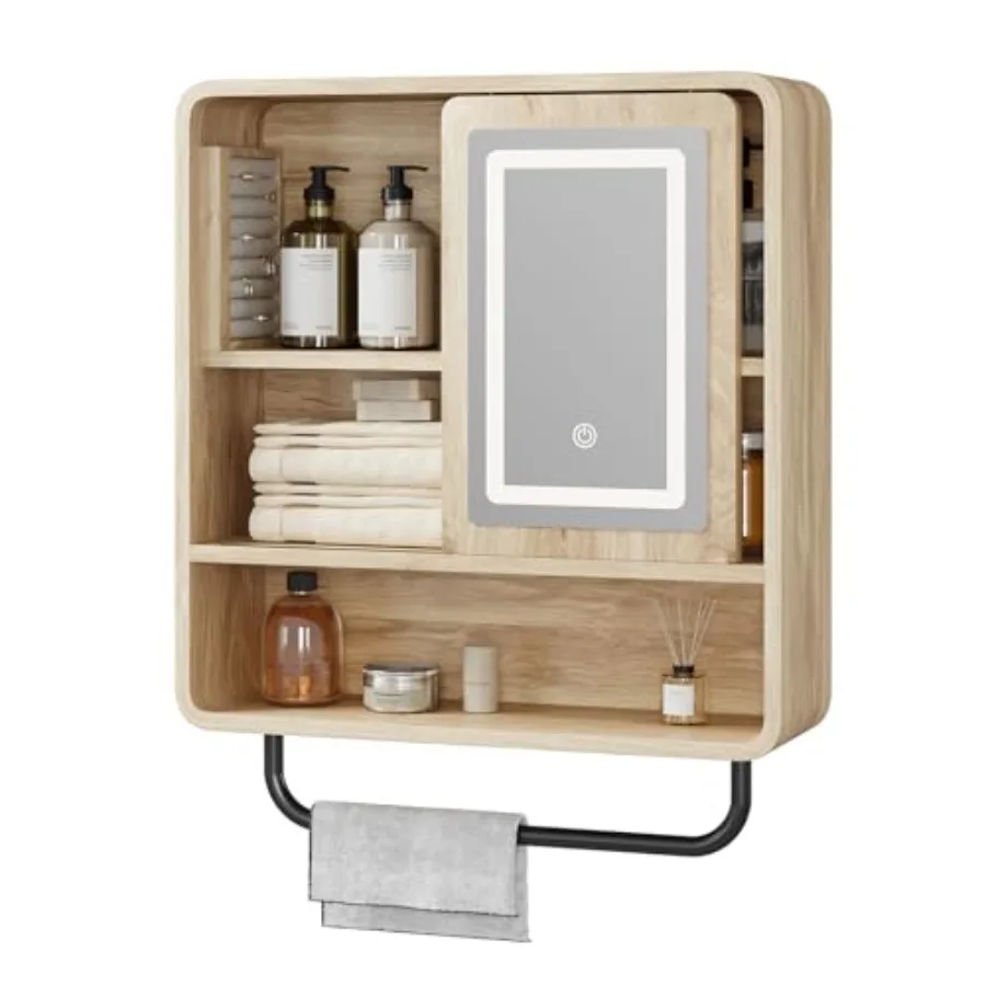 Bathroom Wall Cabinet with Sliding Mirror Door Modern Medicine Cabinet with Lights Towel Bar Jewelry Holder Wall Storage Cabine
Bathroom Wall Cabinet with Sliding Mirror Door Modern Medicine Cabinet with Lights Towel Bar Jewelry Holder Wall Storage Cabine