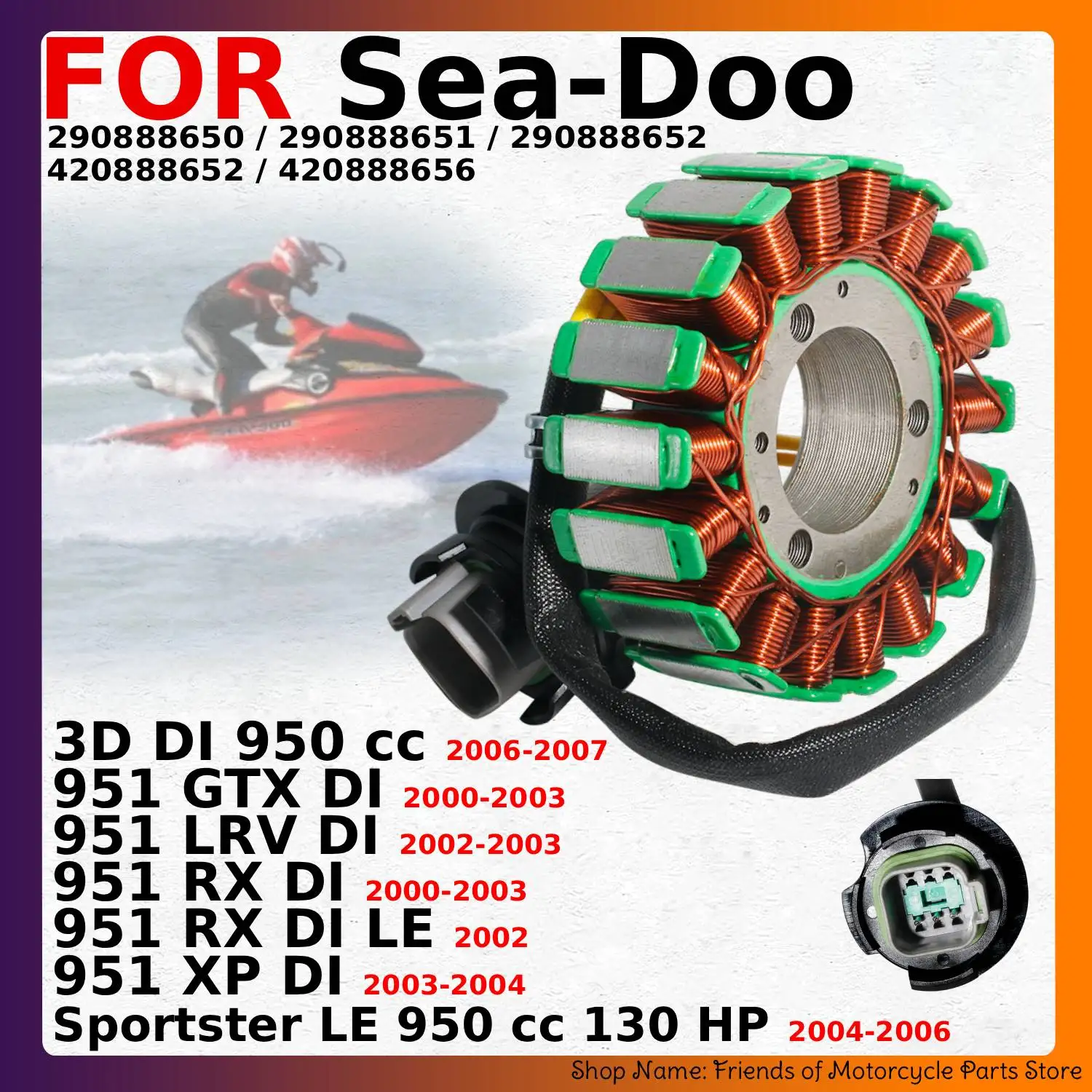 Motorcycle Magneto Stator Coil For Sea-Doo 3D DI 950 cc 951 GTX LRV RX XP Sportster LE 290888650 290888651 290888652 420888652
Motorcycle Magneto Stator Coil For Sea-Doo 3D DI 950 cc 951 GTX LRV RX XP Sportster LE 290888650 290888651 290888652 420888652