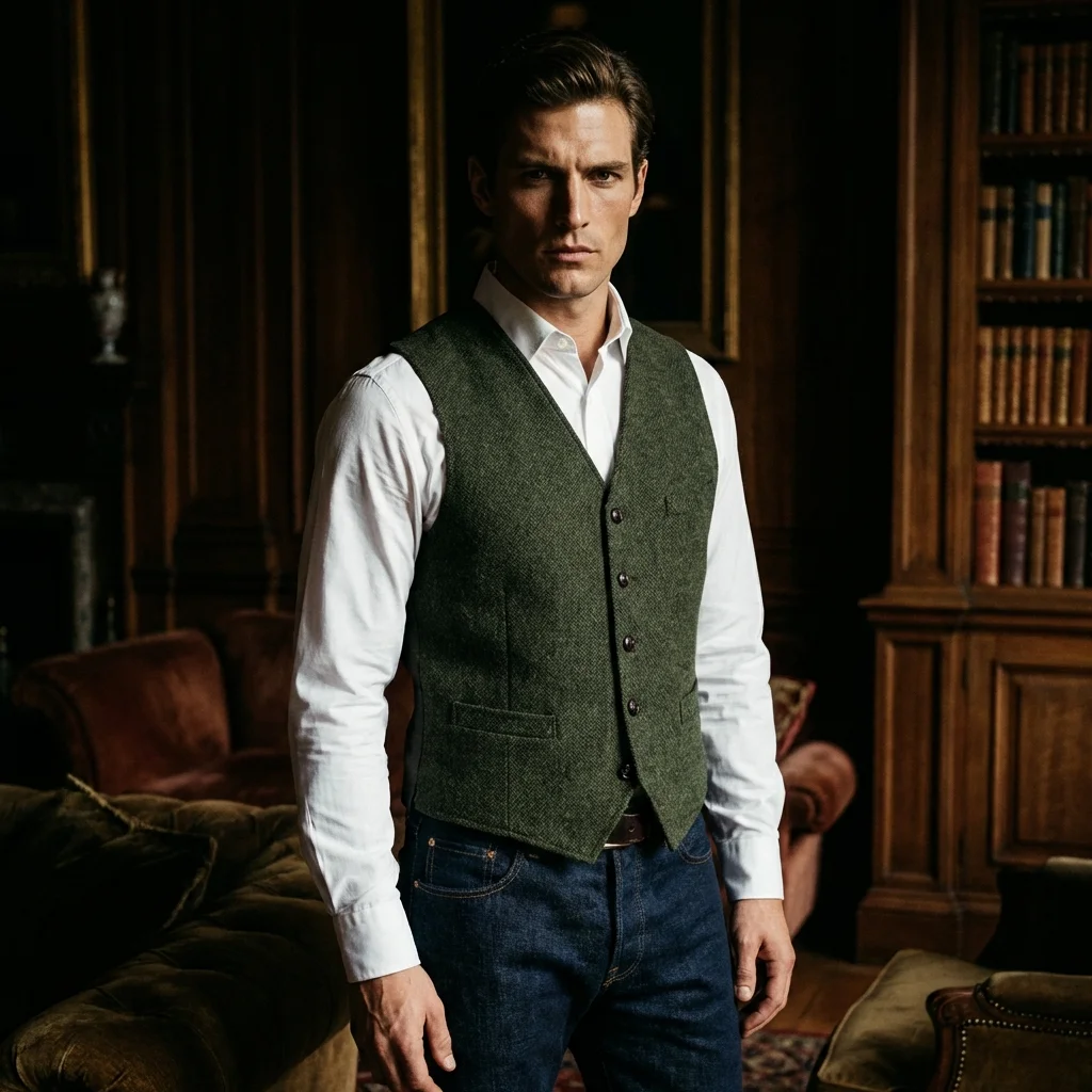 2026 Мужской костюм, жилет с лацканами и v-образным вырезом, жилет с узором «елочка», повседневный деловой жилет для жениха на свадьбу, зеленый/бордовый/коричневый
2026 Мужской костюм, жилет с лацканами и v-образным вырезом, жилет с узором «елочка», повседневный деловой жилет для жениха на свадьбу, зеленый/бордовый/коричневый