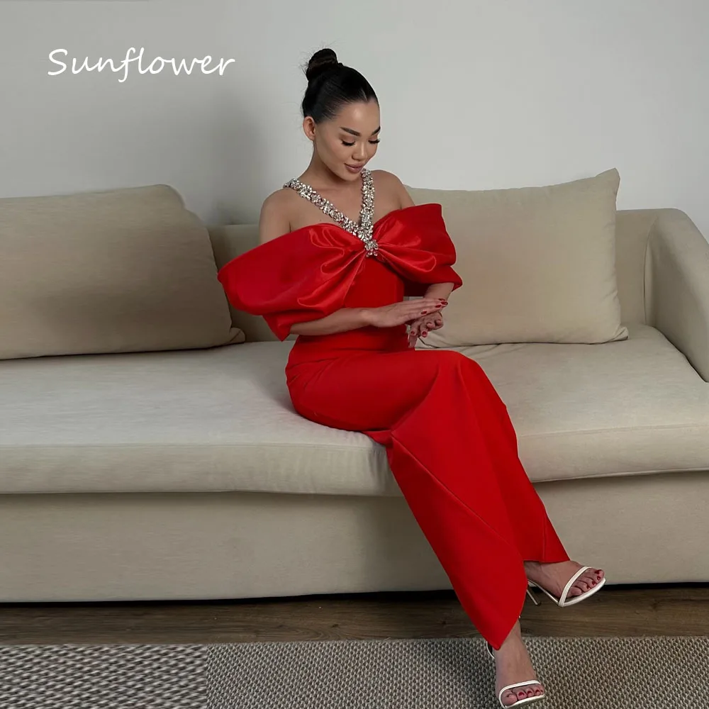Sunflower Customized Red Crepe Evening Dress Beading Halter Off Shoulder Satin Prom Dress Mermaid Ankle-Length Occasion Dress
Sunflower Customized Red Crepe Evening Dress Beading Halter Off Shoulder Satin Prom Dress Mermaid Ankle-Length Occasion Dress