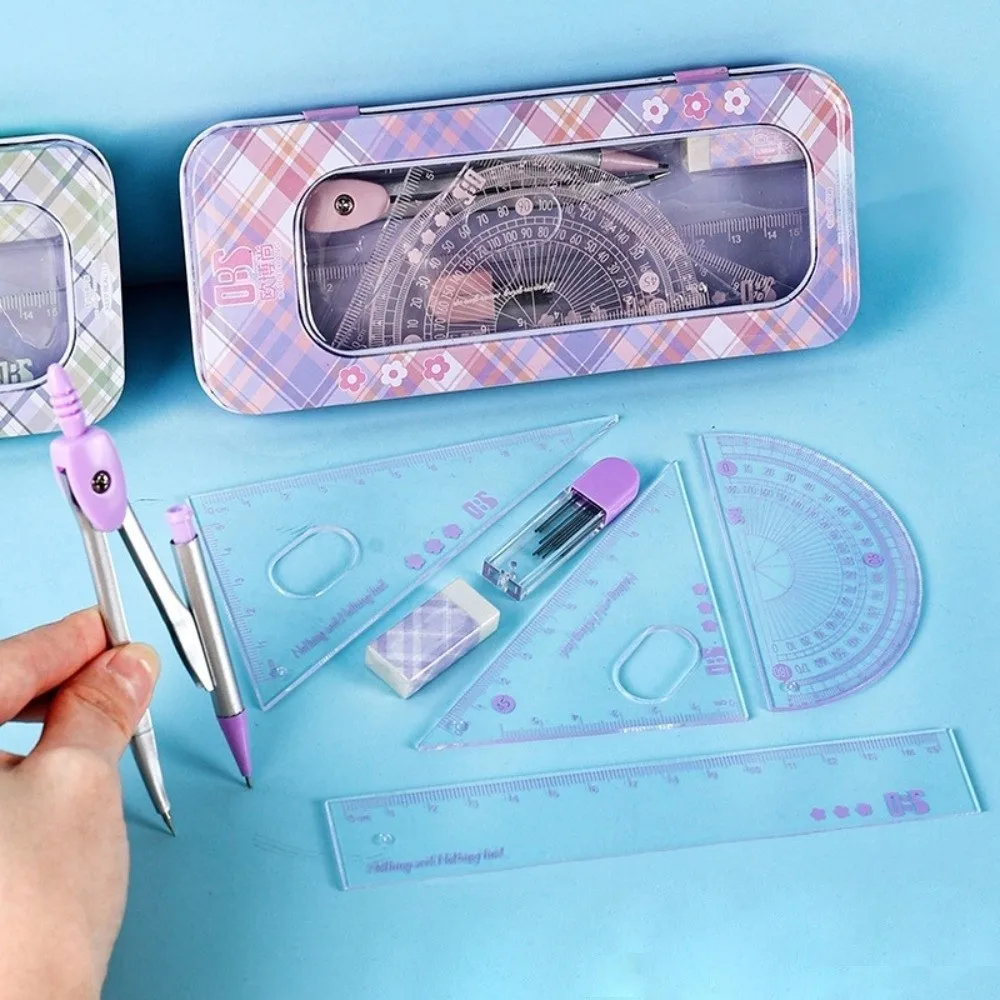 8PCS Plastic Ruler Compasses Set Eraser Transparent Measuring Ruler Square Straight Ruler Triangle Ruler School Office
8PCS Plastic Ruler Compasses Set Eraser Transparent Measuring Ruler Square Straight Ruler Triangle Ruler School Office
