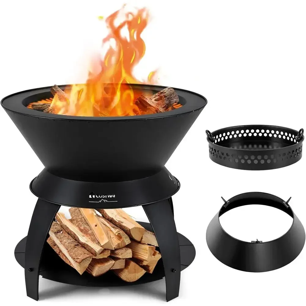 20 Portable Wood-Burning Fire Pit with Removable Wok, Ash Pan & Storage Shelf for Outdoor, Camping, Patio, and BBQ
20 Portable Wood-Burning Fire Pit with Removable Wok, Ash Pan & Storage Shelf for Outdoor, Camping, Patio, and BBQ