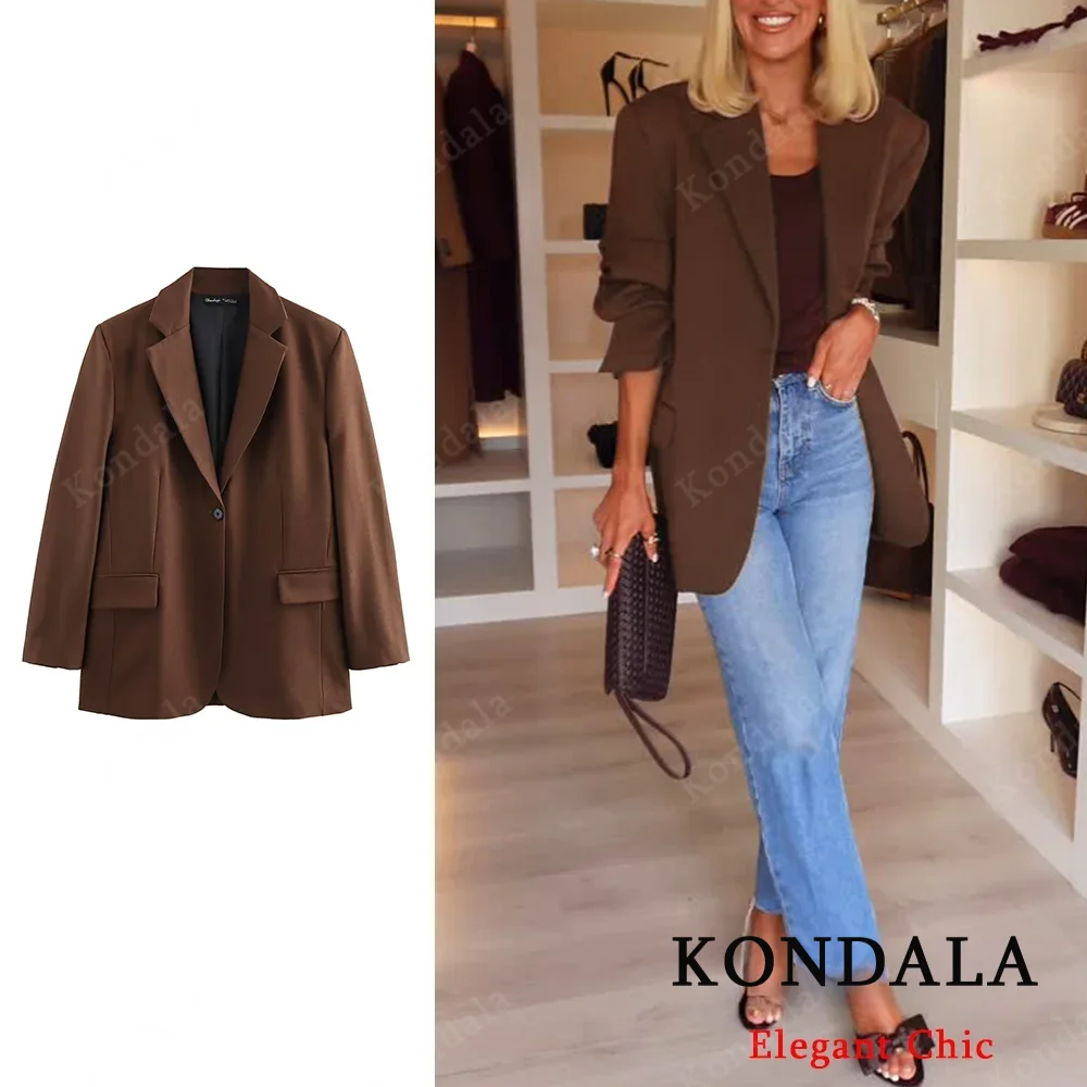 KONDALA Women Elegant Brown Blazer Single Button Lapel Blazer New 2025 Spring Fall Fashion High Street Commuter Loose Blazer
KONDALA Women Elegant Brown Blazer Single Button Lapel Blazer New 2025 Spring Fall Fashion High Street Commuter Loose Blazer