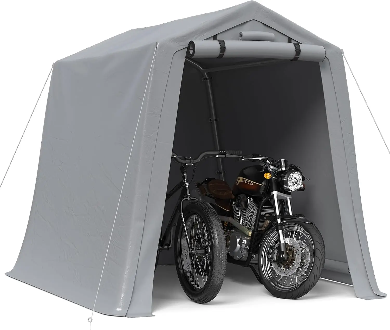 Outdoor Storage Shed 6 x 6/8 ft Steel Frame Portable Shed Heavy Duty Waterproof Carport with Roll-up Zipper Doors for Motorcycle
Outdoor Storage Shed 6 x 6/8 ft Steel Frame Portable Shed Heavy Duty Waterproof Carport with Roll-up Zipper Doors for Motorcycle
