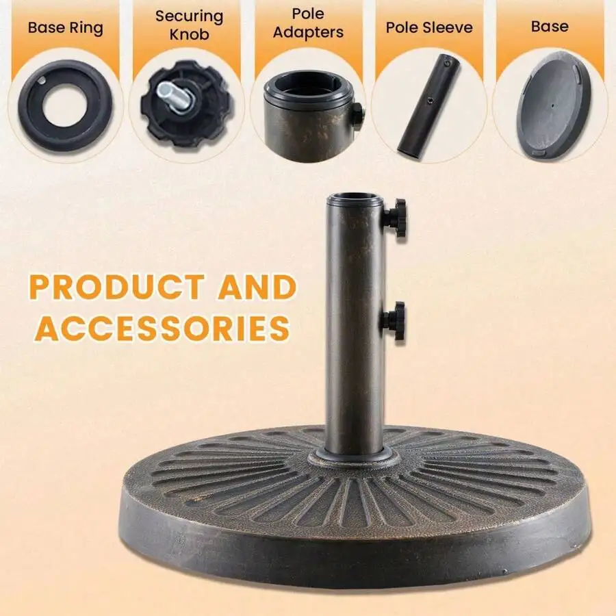30 Pound Heavy Duty Round Outdoor Umbrella Base Resin With Iron Frame For Patio Courtyard Market
30 Pound Heavy Duty Round Outdoor Umbrella Base Resin With Iron Frame For Patio Courtyard Market