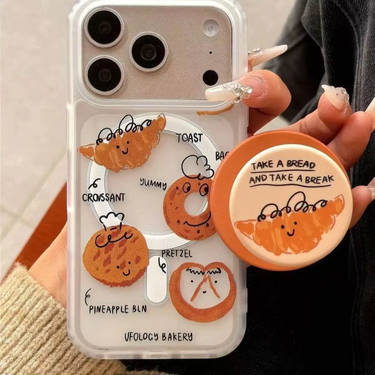 Croissant Bread Magnetic Phone Grip Holder Universal Folding Airbag Stand Bracket Finger Socket Cute Bakery Print Mobile Decor
Croissant Bread Magnetic Phone Grip Holder Universal Folding Airbag Stand Bracket Finger Socket Cute Bakery Print Mobile Decor