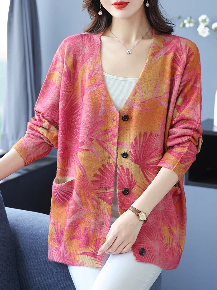 Print Female Cardigan Autumn Knitted Sweaters Women Korean Fashion Long Sleeve Tops V Neck Mink Hair Loose Cardigans Women
Print Female Cardigan Autumn Knitted Sweaters Women Korean Fashion Long Sleeve Tops V Neck Mink Hair Loose Cardigans Women
