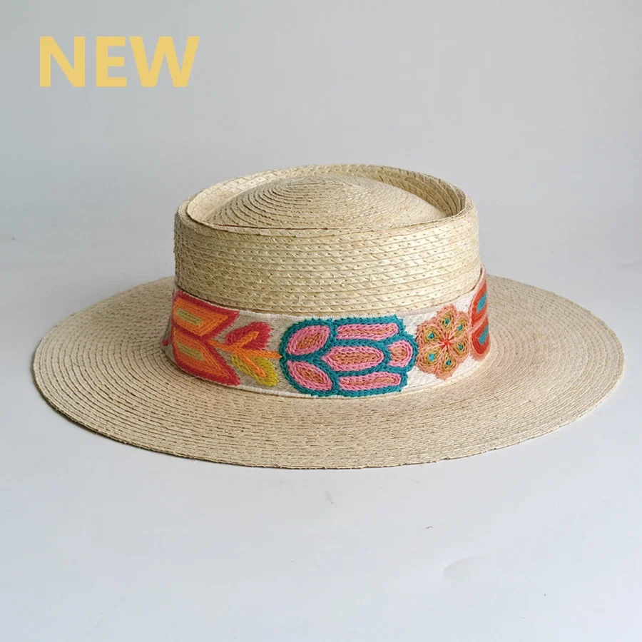 Mexican Style Handcrafted Palm Leaf Straw Fedora Hat For Women Men Colorful Embroidered Band Summer Beach Sun Hat
Mexican Style Handcrafted Palm Leaf Straw Fedora Hat For Women Men Colorful Embroidered Band Summer Beach Sun Hat