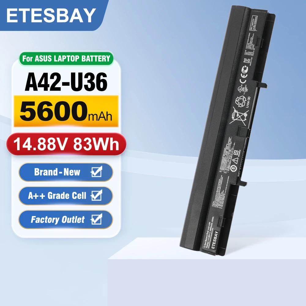 ETESBAY A42-U36 83Wh Battery Compatible For U44SG U82 U82U 32 U36J U36JC U36S A42-U36 A41-U36 Battery 5600mAh 14.88V
ETESBAY A42-U36 83Wh Battery Compatible For U44SG U82 U82U 32 U36J U36JC U36S A42-U36 A41-U36 Battery 5600mAh 14.88V