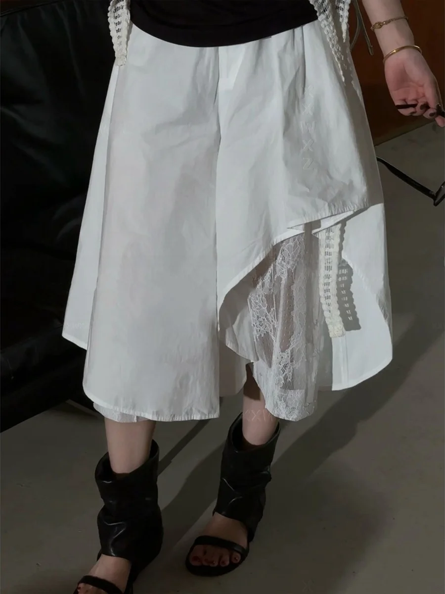 plus Size Women's Summer New Design Lace Splicing Uneven Hem Midi Pants Casual Comfortable High Waist Wide Leg Pants
plus Size Women's Summer New Design Lace Splicing Uneven Hem Midi Pants Casual Comfortable High Waist Wide Leg Pants