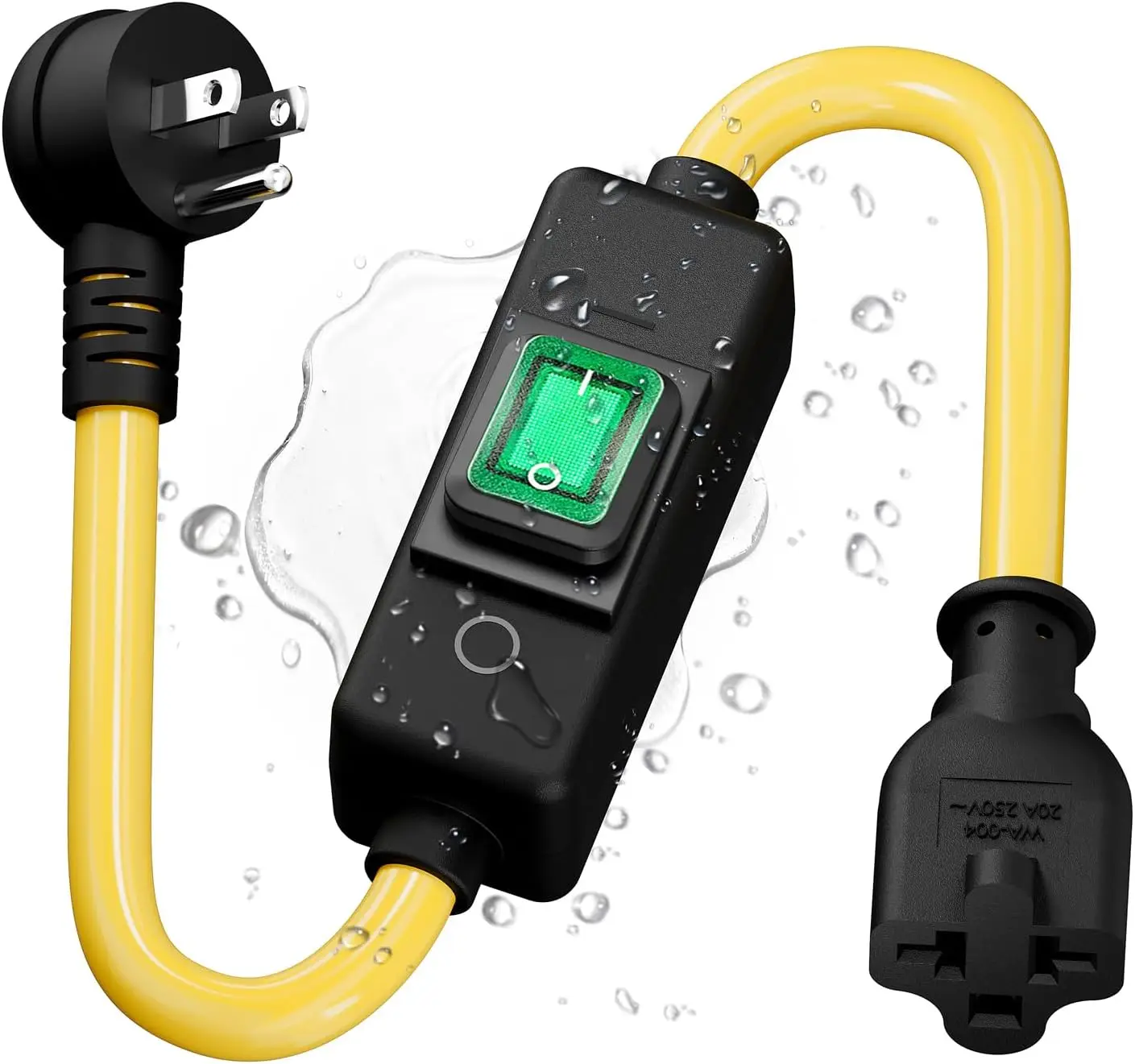 12AWG Heavy Duty Outdoor Extension Cord with On/Off Switch, 1.5FT, IP57 Waterproof, 20A 125V, T-Blade Female
12AWG Heavy Duty Outdoor Extension Cord with On/Off Switch, 1.5FT, IP57 Waterproof, 20A 125V, T-Blade Female