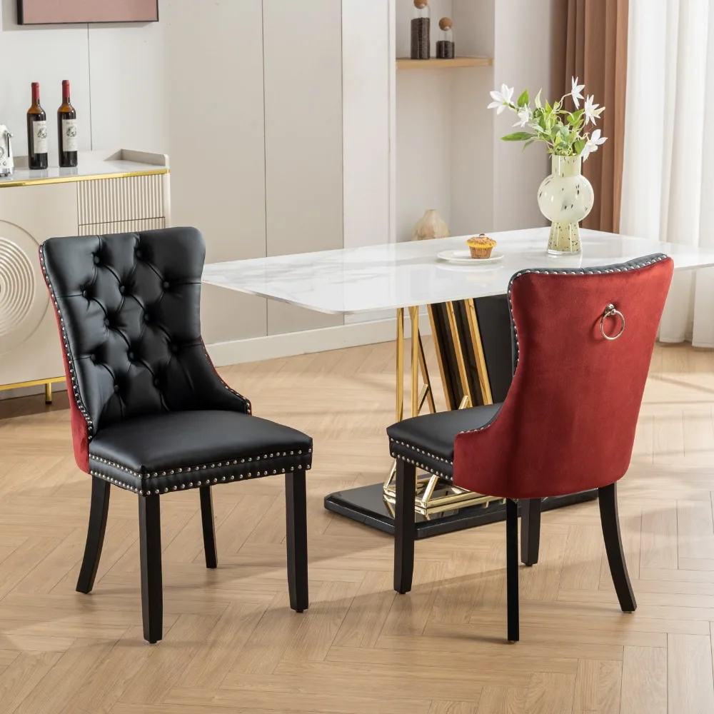 Wood Contemporary PU and Velvet Upholstered Dining Chair with Wood Legs Nailhead Trim, Dining Chairs
Wood Contemporary PU and Velvet Upholstered Dining Chair with Wood Legs Nailhead Trim, Dining Chairs