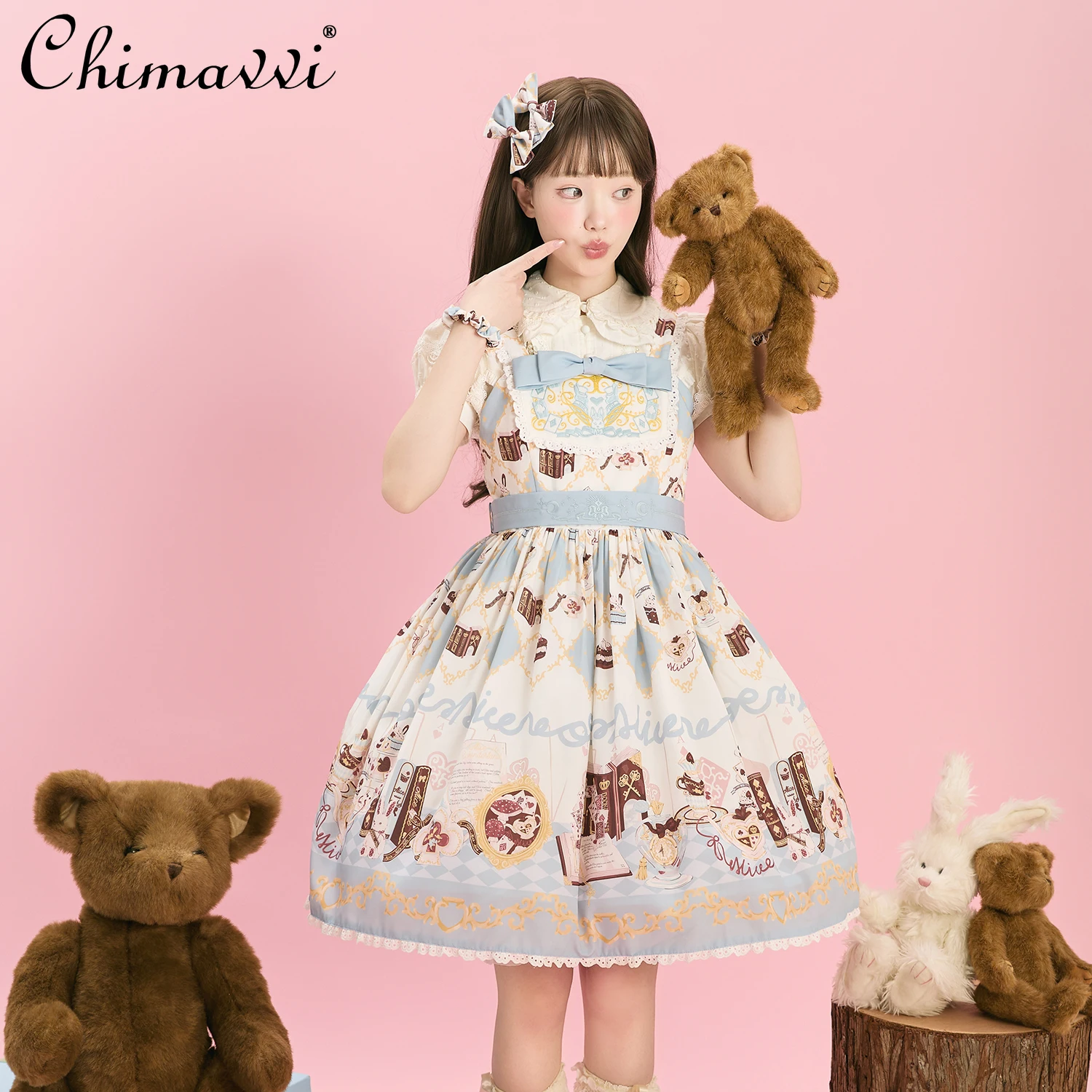 Sweet Girl Princess Style High-waist JSK Strap Dress 2025 Summer New Original Cute Cartoon Print Girls Women Lolita Dresses
Sweet Girl Princess Style High-waist JSK Strap Dress 2025 Summer New Original Cute Cartoon Print Girls Women Lolita Dresses