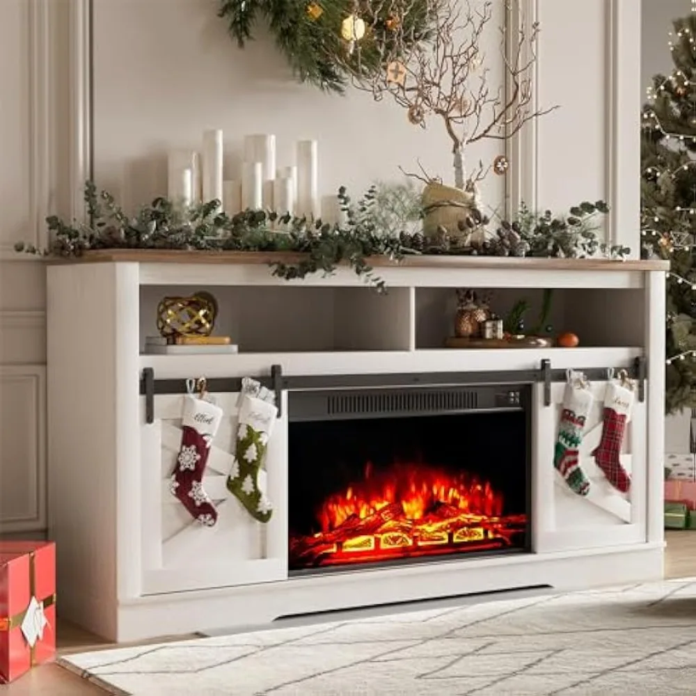 Fireplace TV Stand for Television up to 65+ Inch with Storage and Farmhouse Sliding Barn Doors, Entertainment Center
Fireplace TV Stand for Television up to 65+ Inch with Storage and Farmhouse Sliding Barn Doors, Entertainment Center